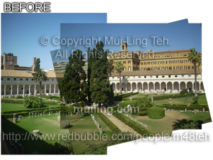 The Baths of Diocletian stitching progress by Mui-Ling Teh