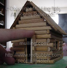 Log cabin made by Mui-Ling Teh at age 12